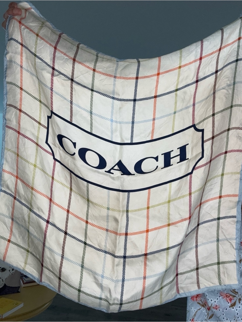 Coach Tattersall Silk scarf square 20” with box - Picture 6 of 8